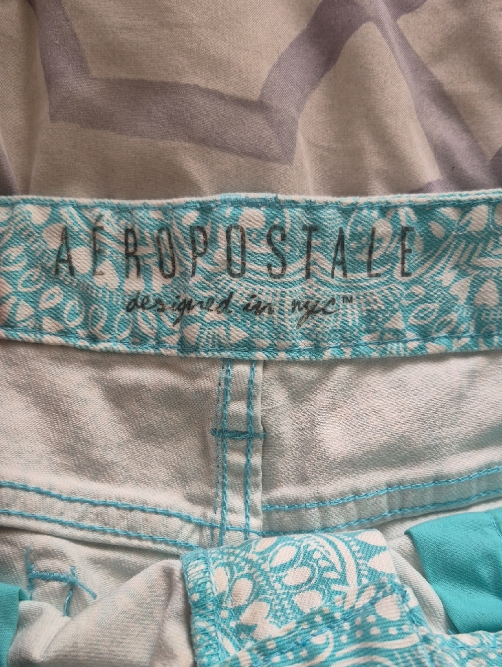 Aeropostle Aqua Paisley Denim Shorts - Picture 3 of 3